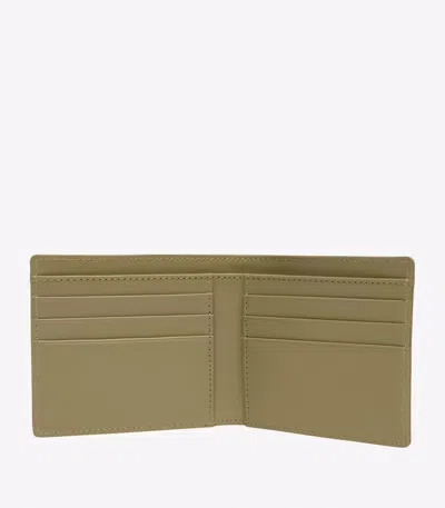 Apc A.p.c. Embossed Green Leather Wallet With Goldtone Logo