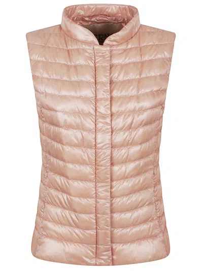 Herno Quilted Sleeveless Lightweight High Collar Jacket In Neutral
