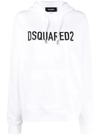 Dsquared2 Lightweight White Hoodie With Bold Logo