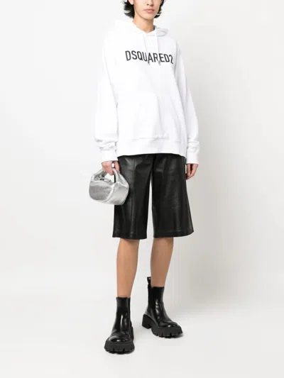 Dsquared2 Lightweight White Hoodie With Bold Logo