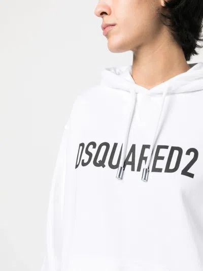 Dsquared2 Lightweight White Hoodie With Bold Logo