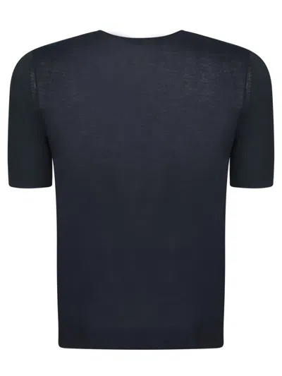 Paul Smith Fitted Textured Top With Contrasting Knit Detail In Blue