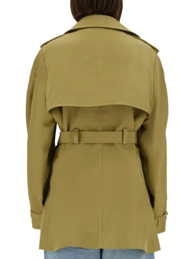 Ganni Double-breasted Midi Trench Coat With Oversized Sleeves
