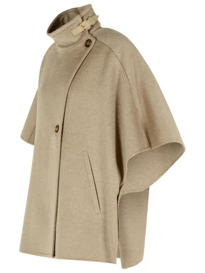Max Mara Derrik' Beige Cashmere Cape In Neutral