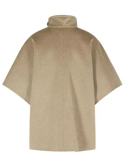 Max Mara Derrik' Beige Cashmere Cape In Neutral