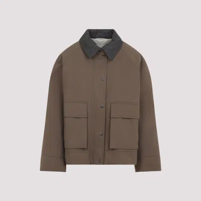 Brunello Cucinelli Structured Brown Cotton Blend Jacket