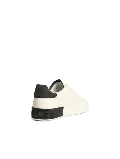 Dolce & Gabbana Men White Calf Leather Portofino Sneakers In Neutral