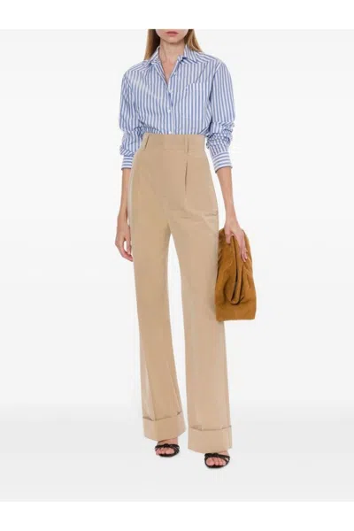 Philosophy Di Lorenzo Serafini High-waisted Tailored Trousers With Wide Legs In Neutral