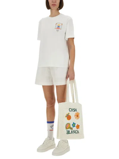 Casablanca Crew Neck Cotton T-shirt With Graphic Print