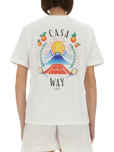 Casablanca Crew Neck Cotton T-shirt With Graphic Print