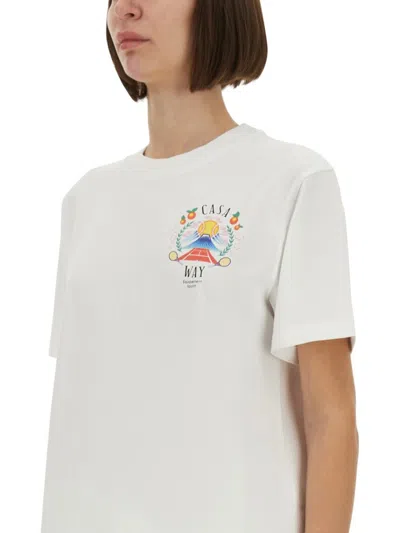 Casablanca Crew Neck Cotton T-shirt With Graphic Print
