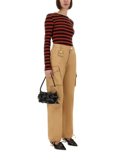 Ganni Fitted Long-sleeved T-shirt With Bold Striped Pattern In Multi