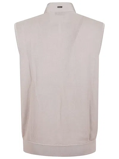 Herno Tailored Grey Cotton Waistcoat With High Collar In Gray