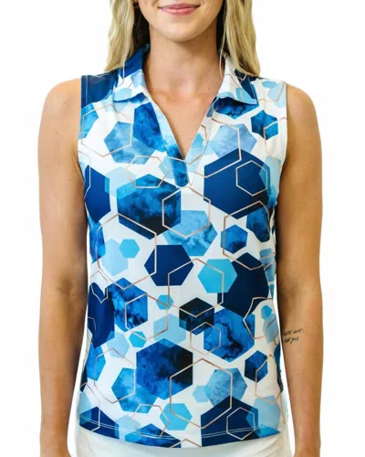 Yatta Golf Deep Sea Sleeveless Golf Polo In Blue