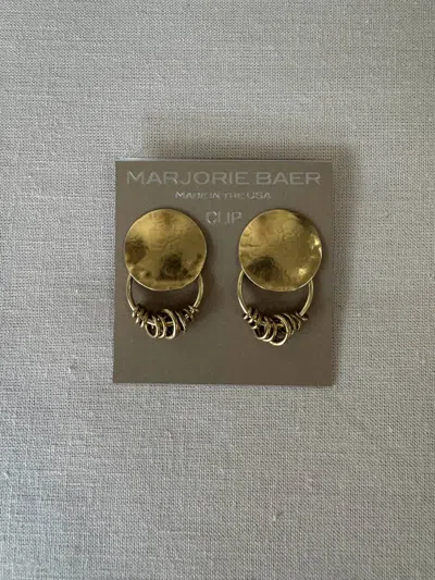 Marjorie Baer Girl's Brass Circle Earrings With Rings Clip In Gold