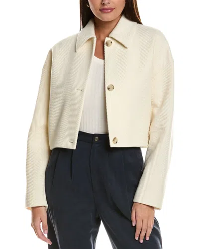 Hugo Boss Boss Joliane Chevron Stripe Wool Blend Jacket In White