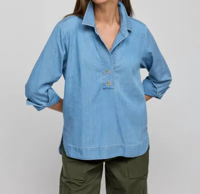 Hinson Wu Aileen Sleeve Denim Shirt In Light Wash In Blue