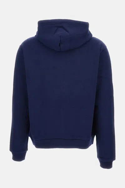 Polo Ralph Lauren Textured Cable Knit Cotton Sweatshirt With Zip Fastening In Blue