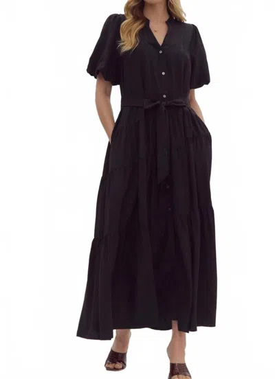 Entro Better Because Of You Button Down Maxi Dress In Black