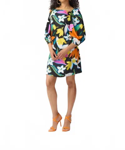 Joseph Ribkoff Floral Print Scarf Dress In Black Multi In Multi