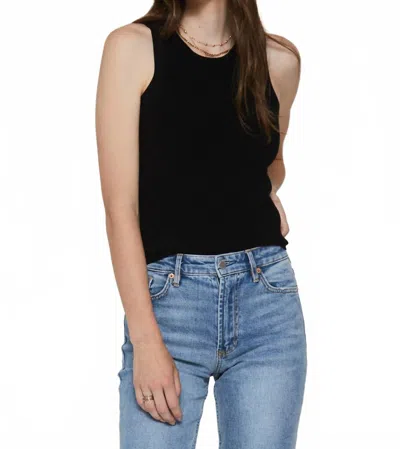 Another Love Cora High Neck Rib Tank In Black In Black