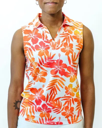 Yatta Golf Sleeveless Golf Polo In Aloha Sunrise