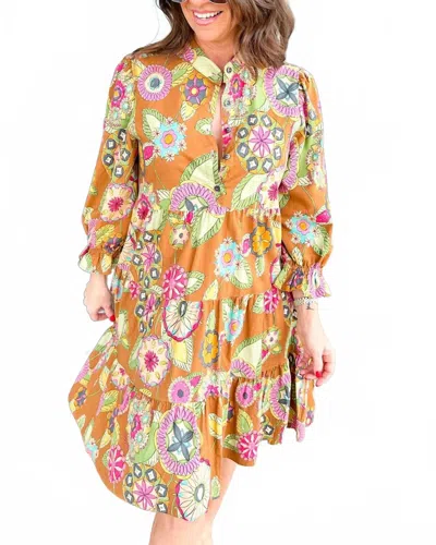 Ivy Jane Autumn Tiered Mini Dress In Multi In Multi