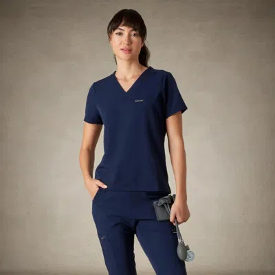 Members Only Bari 1-pocket V-neck Scrub Top For Women In Blue