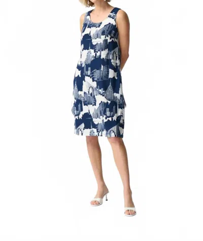 Joseph Ribkoff Gauze Scenery Print Cocoon Dress In Midnight Blue/vanilla In Multi