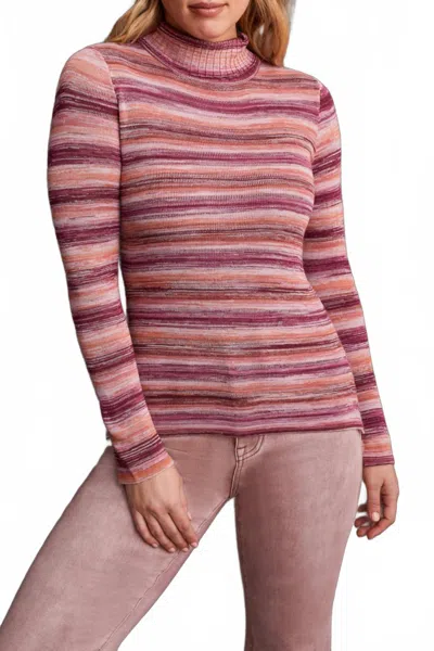 Tribal Space Dye Fine Knit Turtleneck Sweater In Purple In Pink