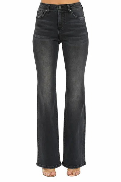 Risen High Rise Bootcut Denim Jeans In Black
