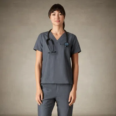 Members Only Bari 1-pocket V-neck Scrub Top For Women In Gray
