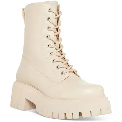 Madden Girl Knight Womens Faux Leather Lug Sole Combat & Lace-up Boots