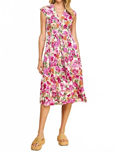 Pinch Botanical Beauty Midi Dress In Pink