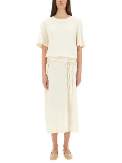 Lemaire Women T-shirt Dress With Belt In Neutral