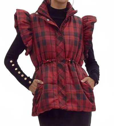 Entro Tara Vest In Red/black In Red