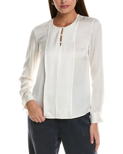 Hugo Boss Binika 2 Silk-blend Blouse In White