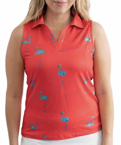 Yatta Golf Just Beachy Sleeveless Golf Polo In Red