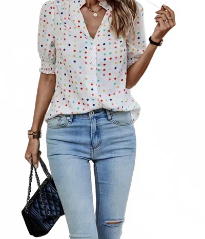 Elings Bobby Polka Dot Blouse In White/multi