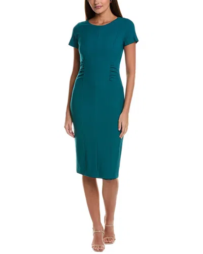 Hugo Boss Slit-front Business Dress With Gathered Details In Blue