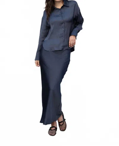 Mima Rosso Maxi Slip Skirt In Dark Slate