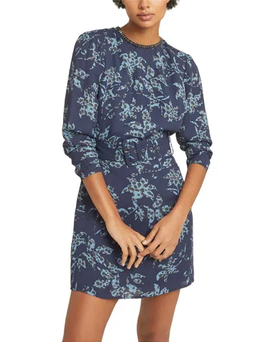 Reiss Melody Blue Floral Print Mini Dress In Blue