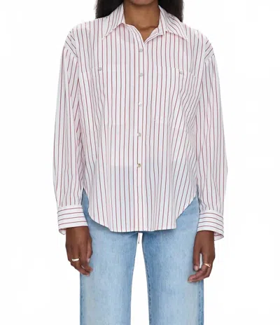 Pistola Samantha Oversized Button Down Shirt In Ruby Stripe