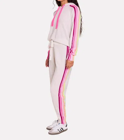 Brodie Cashmere Ramona Rainbow Jogger Pants In Haze Dahlia In White