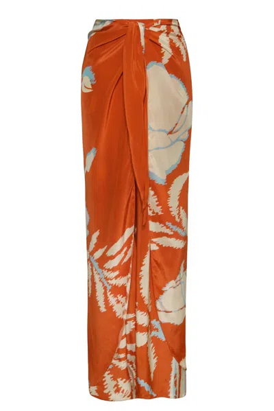 Juan De Dios La Bamba Pants In Orange Gladiolos