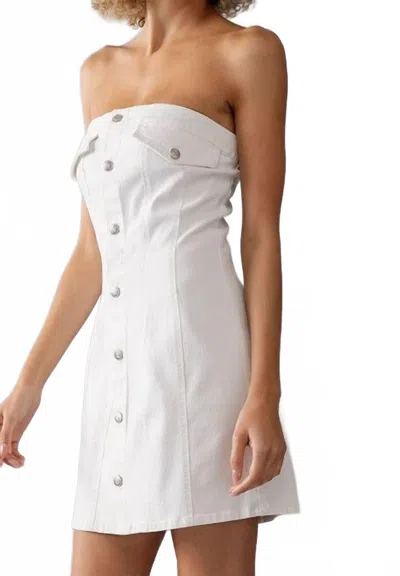 Urban Daizy Drew Strapless Denim Dress In White In White