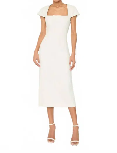 Likely Cameron Ostrich Feather-trimmed Midi-dress In White
