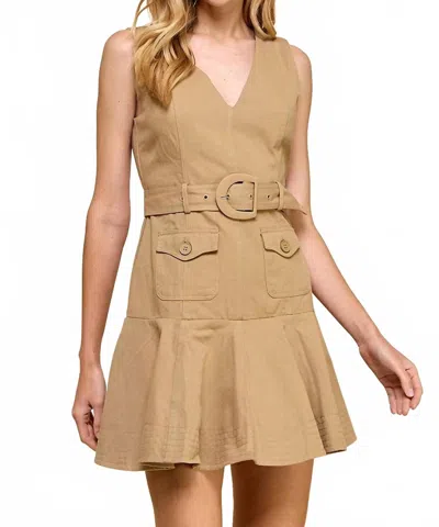 Tcec Khaki Breeze Mini Dress In Tan In Brown