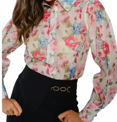 Ina Bloom Floral Print Blouse In Red Multi In Multi