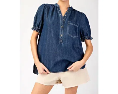 Style Usa Denim Top In Blue